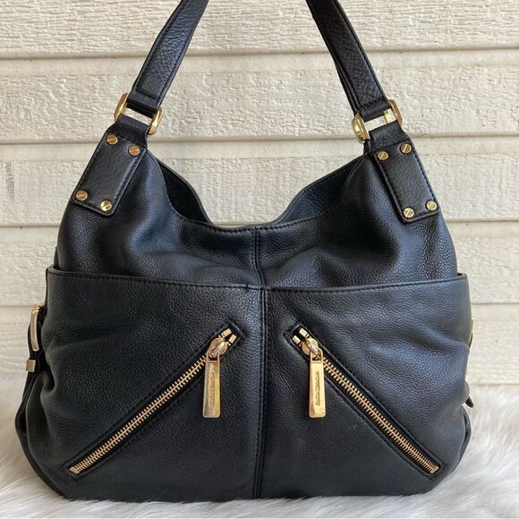 MICHAEL KORS Zipper Raven Fulton Bedford Hobo Shoulder Bag Black Nolita - Picture 1 of 9